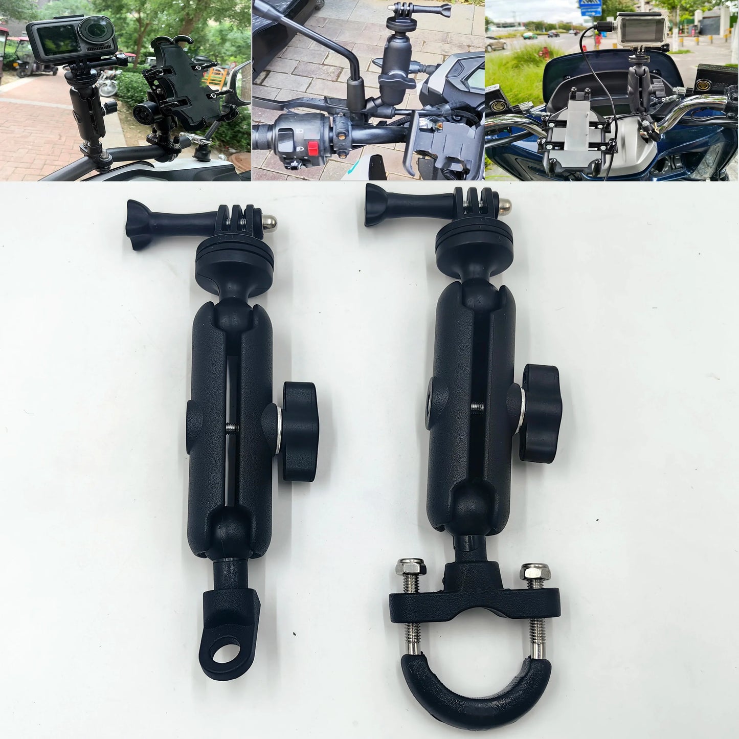 Motorcycle & Bicycle Handlebar Mirror Mount for GoPro 12/11/10/9/8 – Compatible with Insta360 X3/X4 & DJI Action Camera Accessories