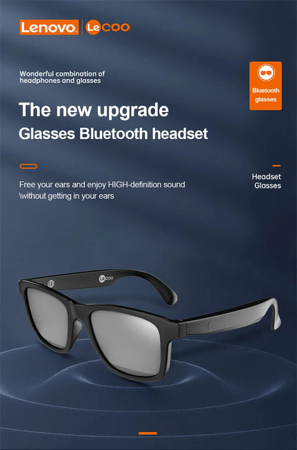 Lenovo Lecoo C8 Lite Bluetooth 5.3 Sunglasses – Wireless HiFi Earphones, HD Calls, Anti-Blue Light for Outdoor & Driving