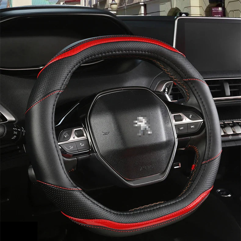Peugeot 3008/4008/5008 Carbon Fiber & PU Leather Steering Wheel Cover — Auto Interior Accessory