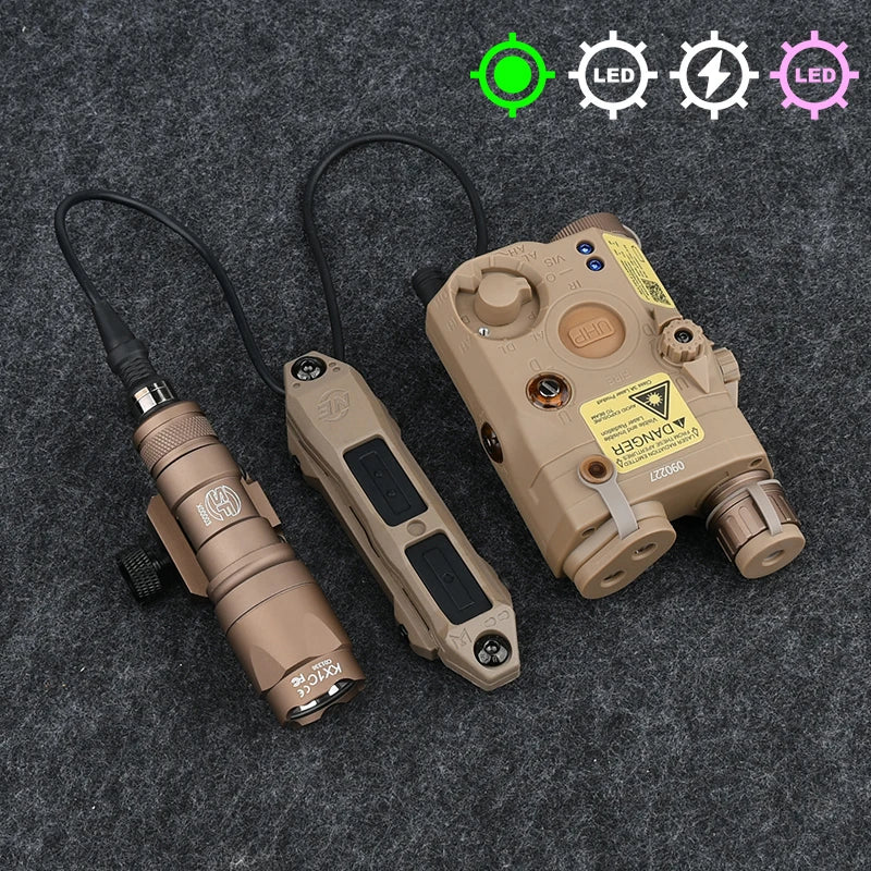 Tactical Surefir M300A/M600C Flashlight — Nylon PEQ-15 Battery Box with Dual Control Switch, Fits 20MM Rail