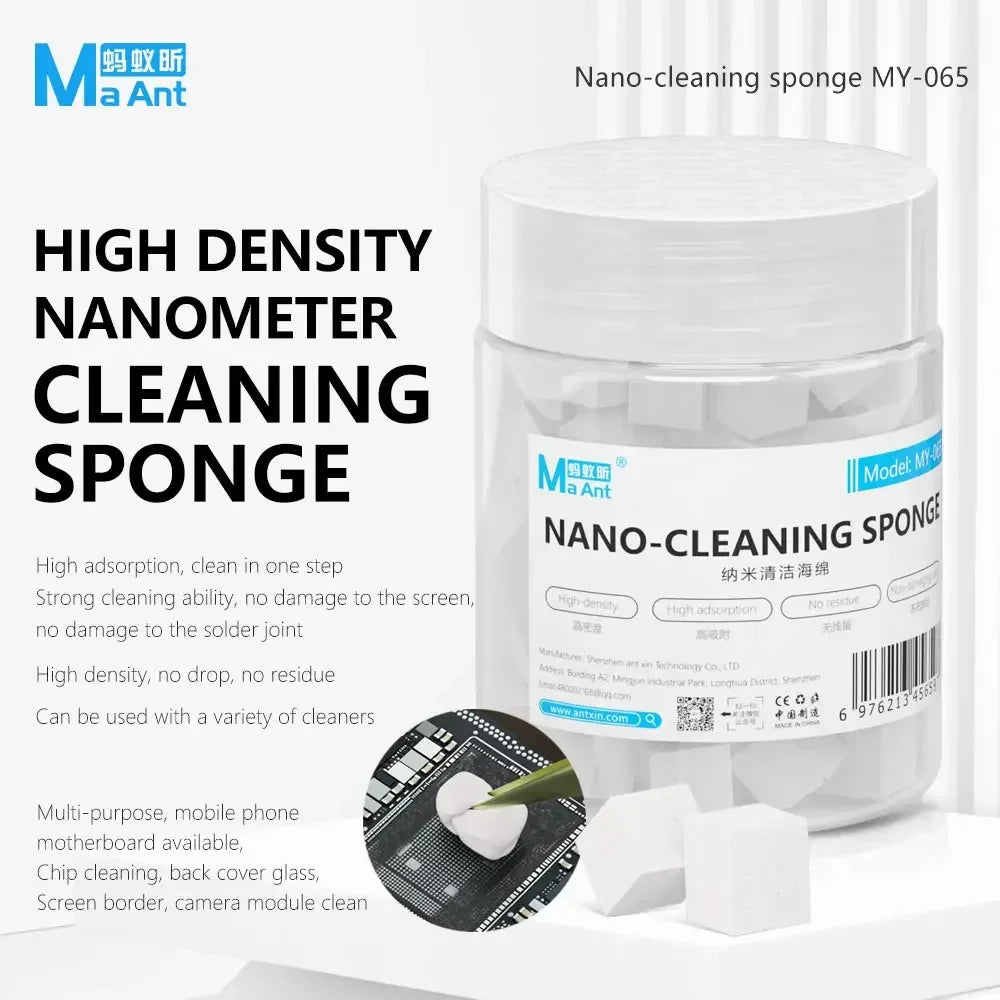 MaAnt MY-065 Nano Cleaning Sponge – Dust-Free Wipes for Phone Screens, Camera, PCB Flux & Glue Removal