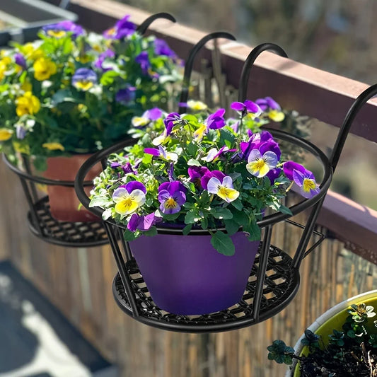 1/2/3pcs Iron Art Hanging Flower Pots with Hooks – Detachable Metal Plant Baskets for Balcony Gardening