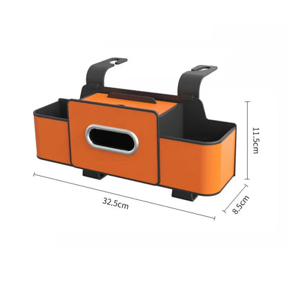 Multifunctional Car Backseat Organizer - Leather Storage Bag with Tissue & Cup Holder