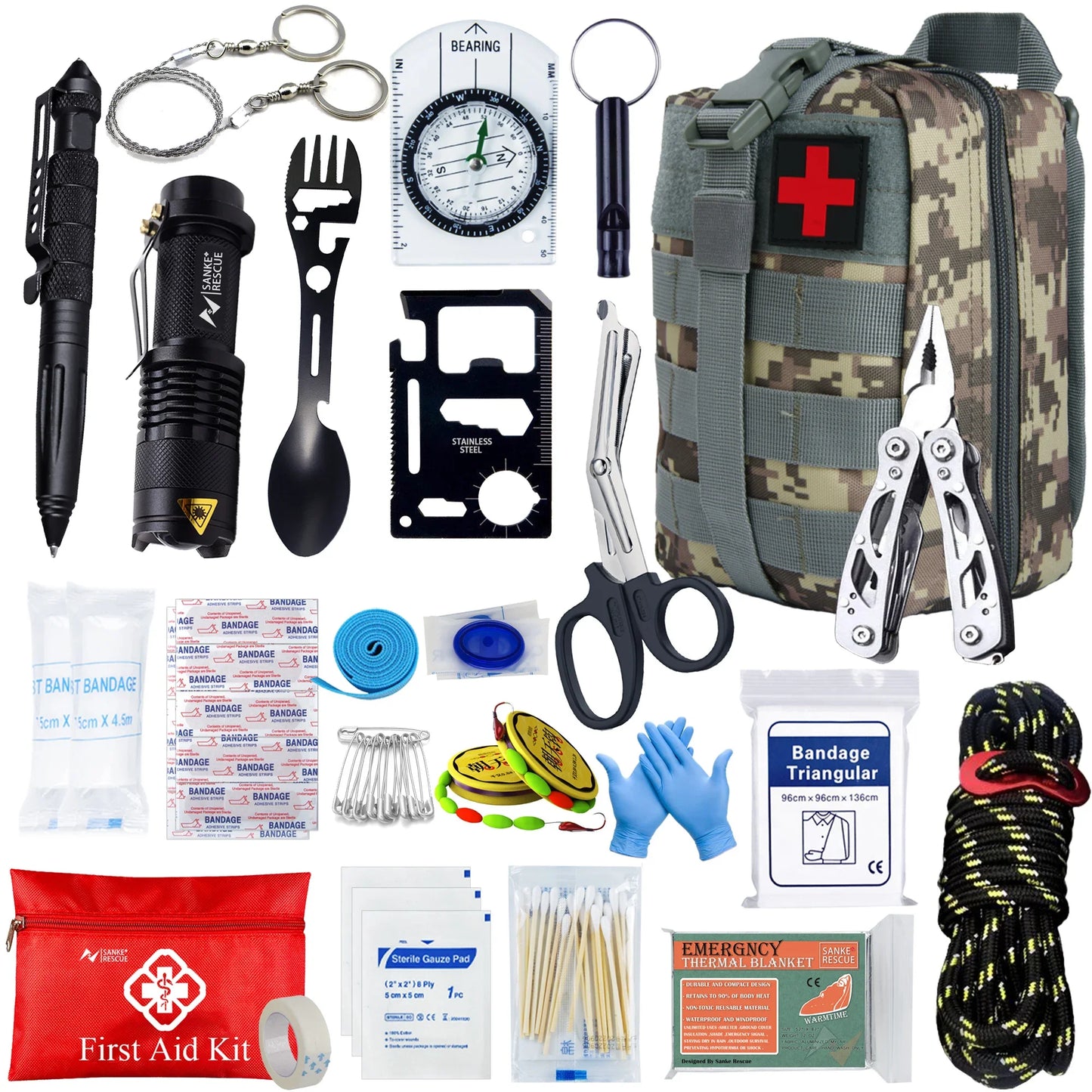 Survival First Aid Kit - MOLLE Outdoor Emergency Trauma Bag for Camping Hiking IFAK EDC Adventure Gear