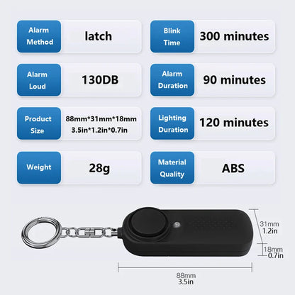 130dB Personal Safety Alarm – Loud Anti-Attack Siren for Children, Women, and Seniors