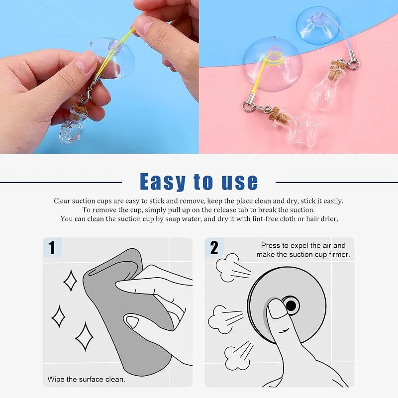 10-Pack Perforated Suction Cups (30/40/50/60mm) — Clear PVC Sucker Pads for Glass Windows, Car & Wedding Decor