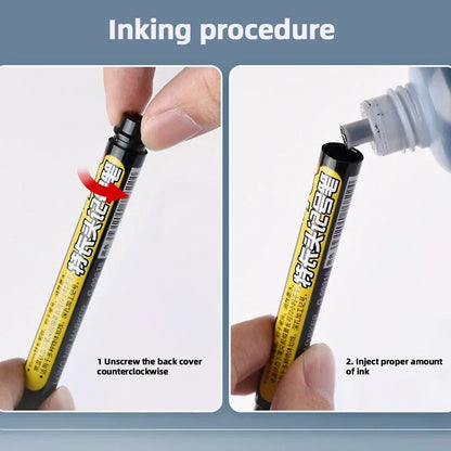 45mm Deep Hole Marker Pen - Waterproof Long Nib Carpenter Pen for Woodworking, Black/Blue/Red Ink