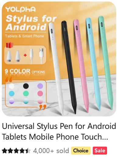 Universal Stylus Pen – Touch Screen Pen for Android, iPhone, iPad & Tablets, Apple Pencil Compatible