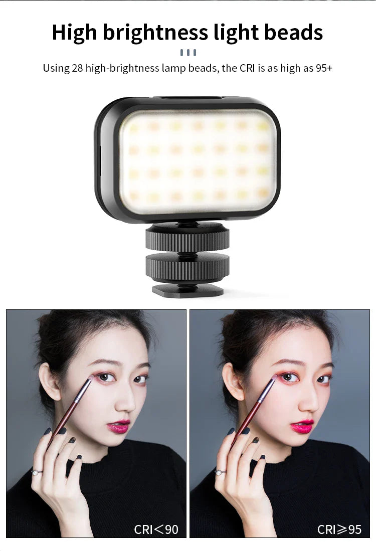 Ulanzi VL28 6500K Mini LED Video Light — Rechargeable On-Camera Light for GoPro 10/9/8 & iPhone 13/12/11