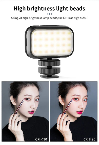 Ulanzi VL28 6500K Mini LED Video Light — Rechargeable On-Camera Light for GoPro 10/9/8 & iPhone 13/12/11
