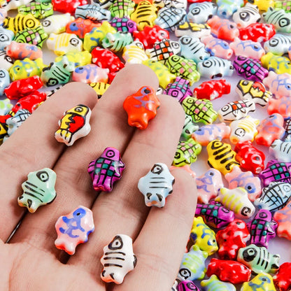 10/20/30PCS Colorful Ceramic Animal Beads – 2mm Hole Clownfish, Turtle, Star & Conch Shell for DIY Jewelry, Bracelets & Crafts