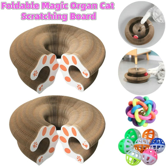Magic Organ Cat Scratcher Toy – Round Corrugated Scratch Board for Cats, Claw Grinding Accessories (1/2pcs)