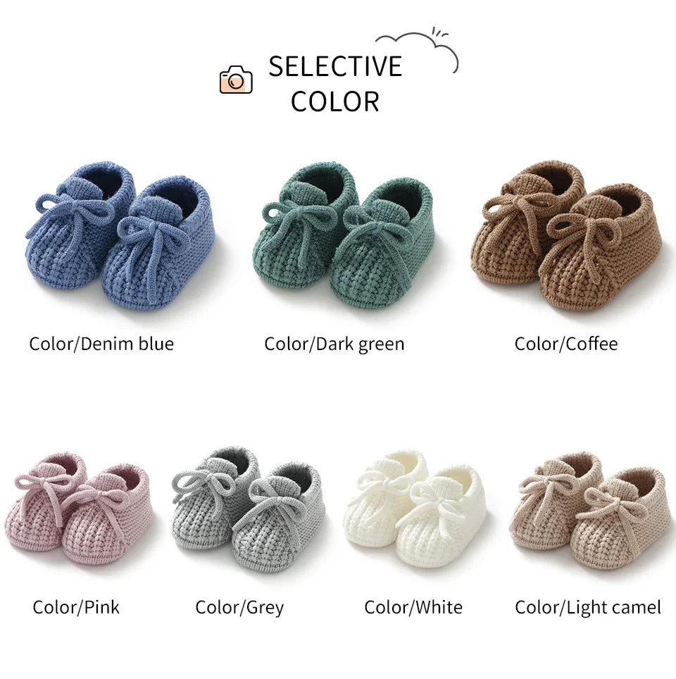 Newborn Baby Shoes — Knitted First Boots for Boys & Girls, Solid Toddler Bed Footwear 0-18M