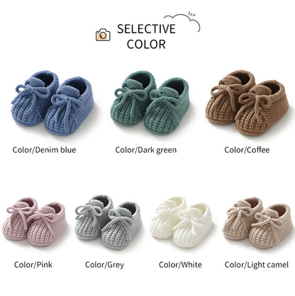 Newborn Baby Shoes — Knitted First Boots for Boys & Girls, Solid Toddler Bed Footwear 0-18M
