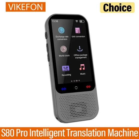 S80 Pro AI Voice & Photo Translator – 138 Languages Real-Time Offline Translation Recording Device with ChatGPT AI