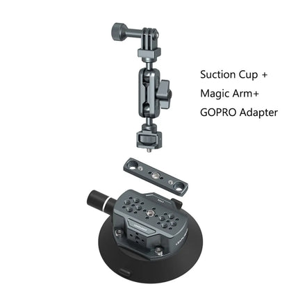 Hand Pump Suction Cup Camera Mount – 360° Adjustable Holder with NATO Clamp for GoPro, Insta360, DSLR & Action Cameras (1/4" & 3/8")