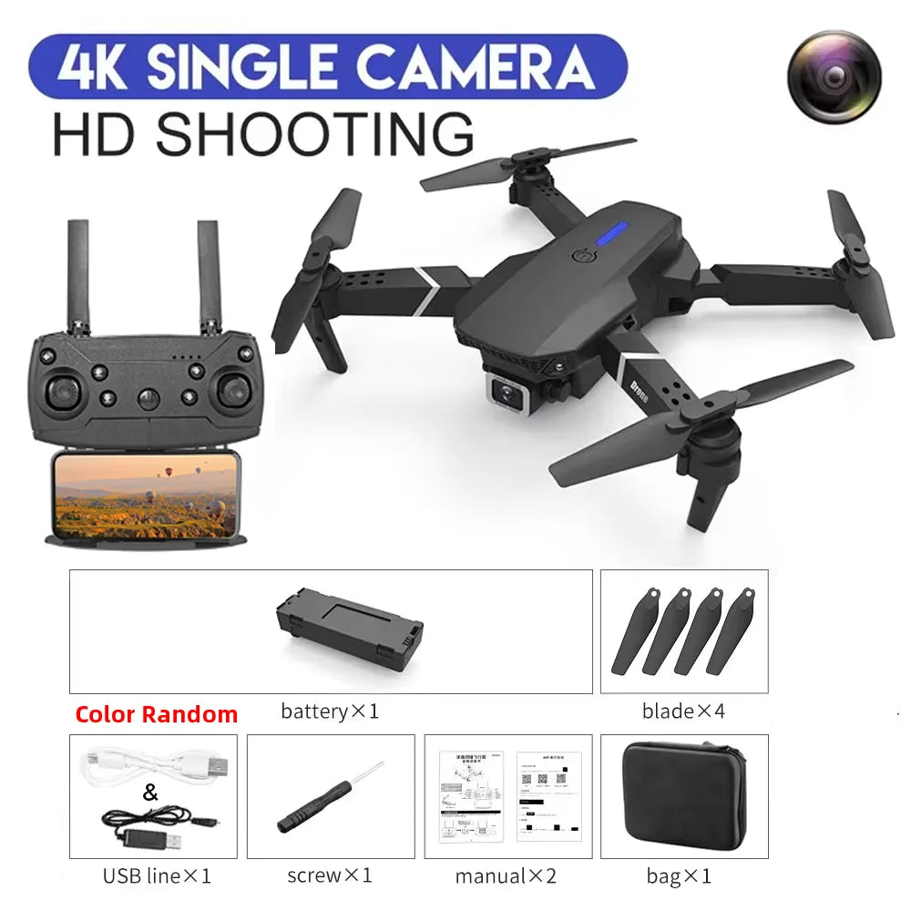 KBDFA 2023 E88 Pro WIFI FPV Drone – 4K/1080P HD Camera, Height Hold, Foldable Quadcopter Helicopter for Kids & Gifts        4o mini