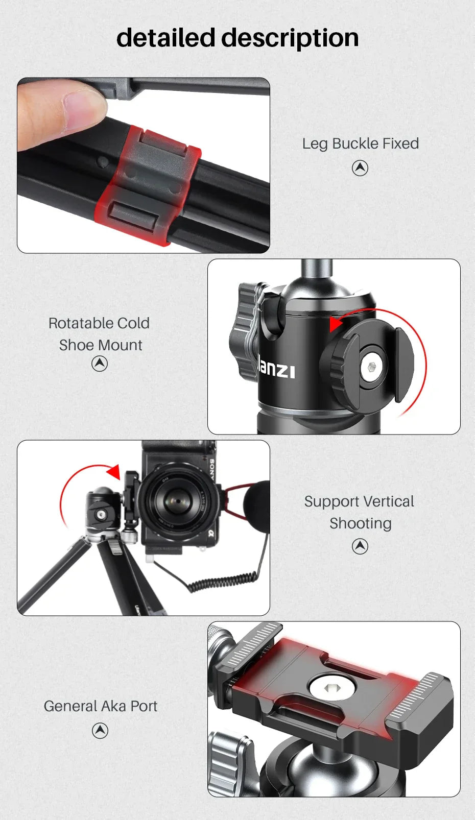 Ulanzi MT-24 Vlog Lite Metal Tripod – Extendable Monopod with Ballhead, Cold Shoe, Arca Quick Release, 1/4" Mount, 2.5KG Max Load