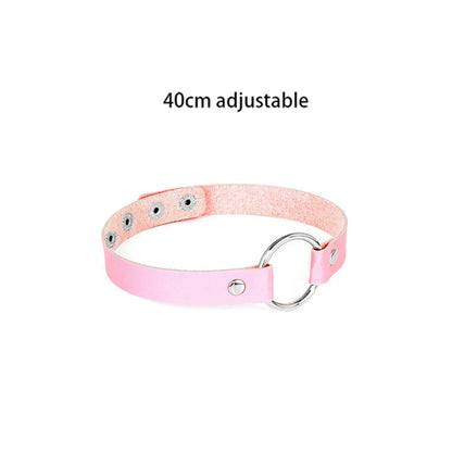 Pink Gothic Collar Necklace – Trendy Rock Leather Heart with Rivets, Harajuku Punk Choker Jewelry for Women, Gift Idea