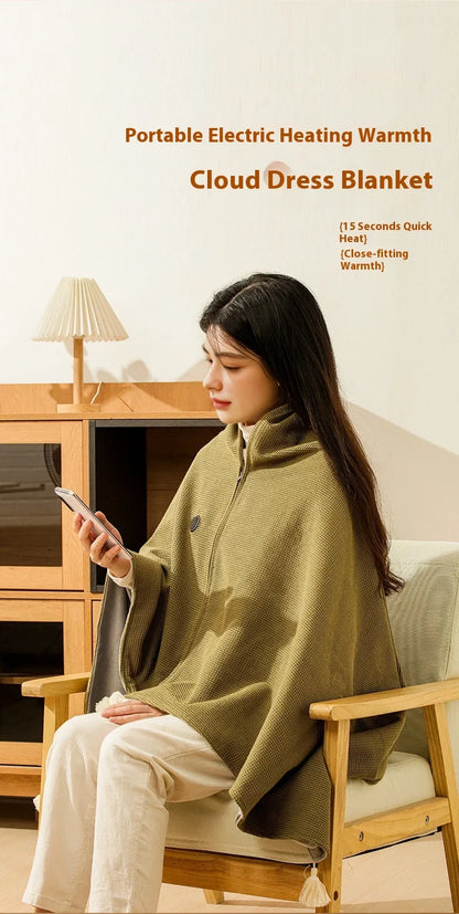 USB Electric Wearable Heated Blanket – Washable Warmer with 3 Adjustable Temperature Levels for Women