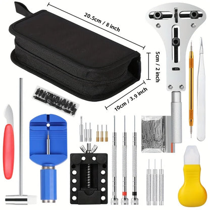 Watch Repair Tool Kit: 147-Piece Set with Case Remover/Opener Bar - Convenience Brand Clock Tool