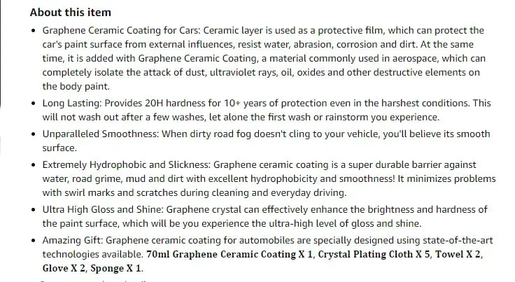 Graphene Ceramic Coating 20H/12H — Self-Healing UV Protection Car Detailing Coating for Long-Lasting Shine