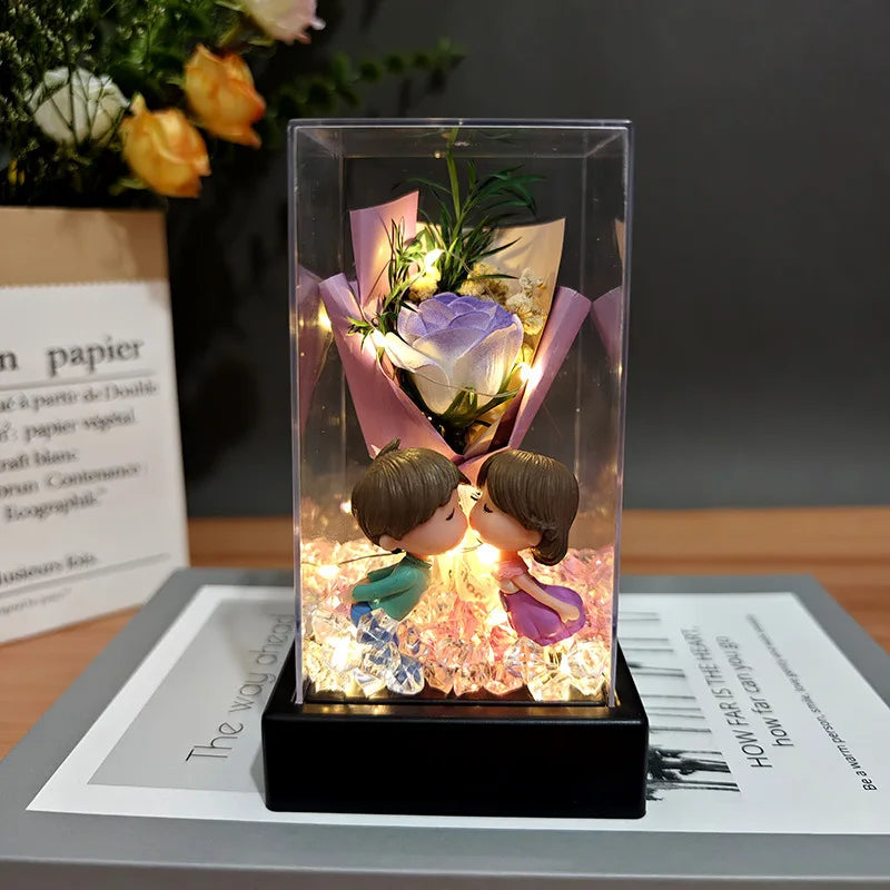 LED Eternal Rose Gift - 24K Gold Foil Flower with Glass Dome Light for Valentine’s Day, Wedding & Special Occasions