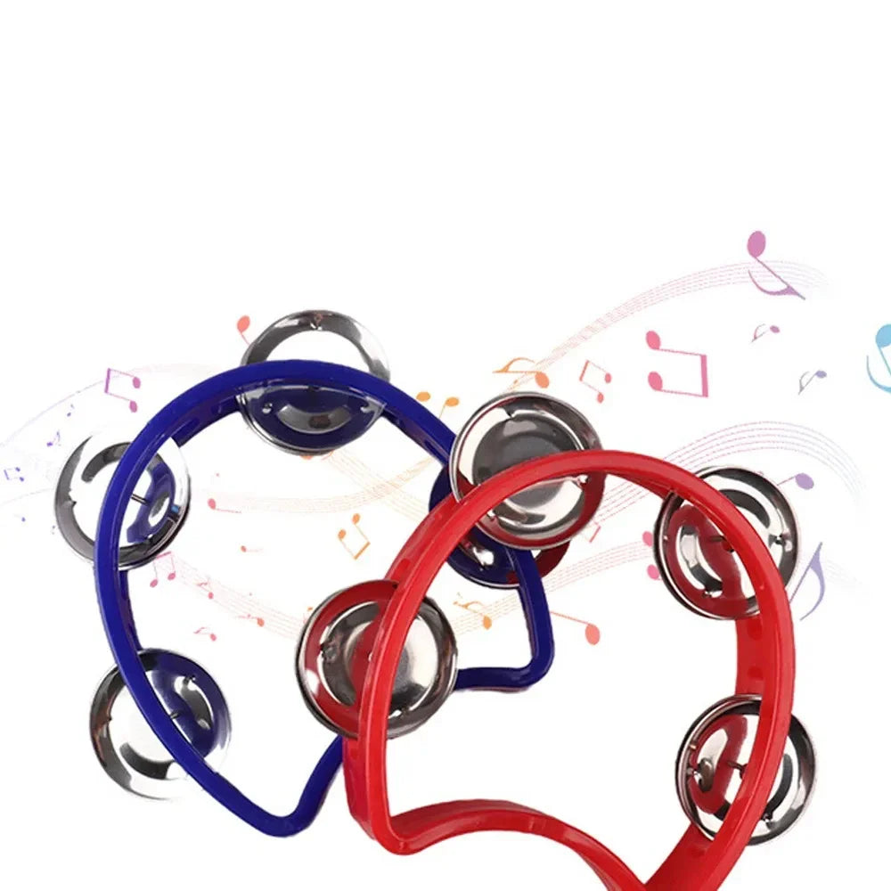 Plastic Handheld Tambourine – 4-Bell Percussion Instrument for Adults, Rhythm Music Toy
