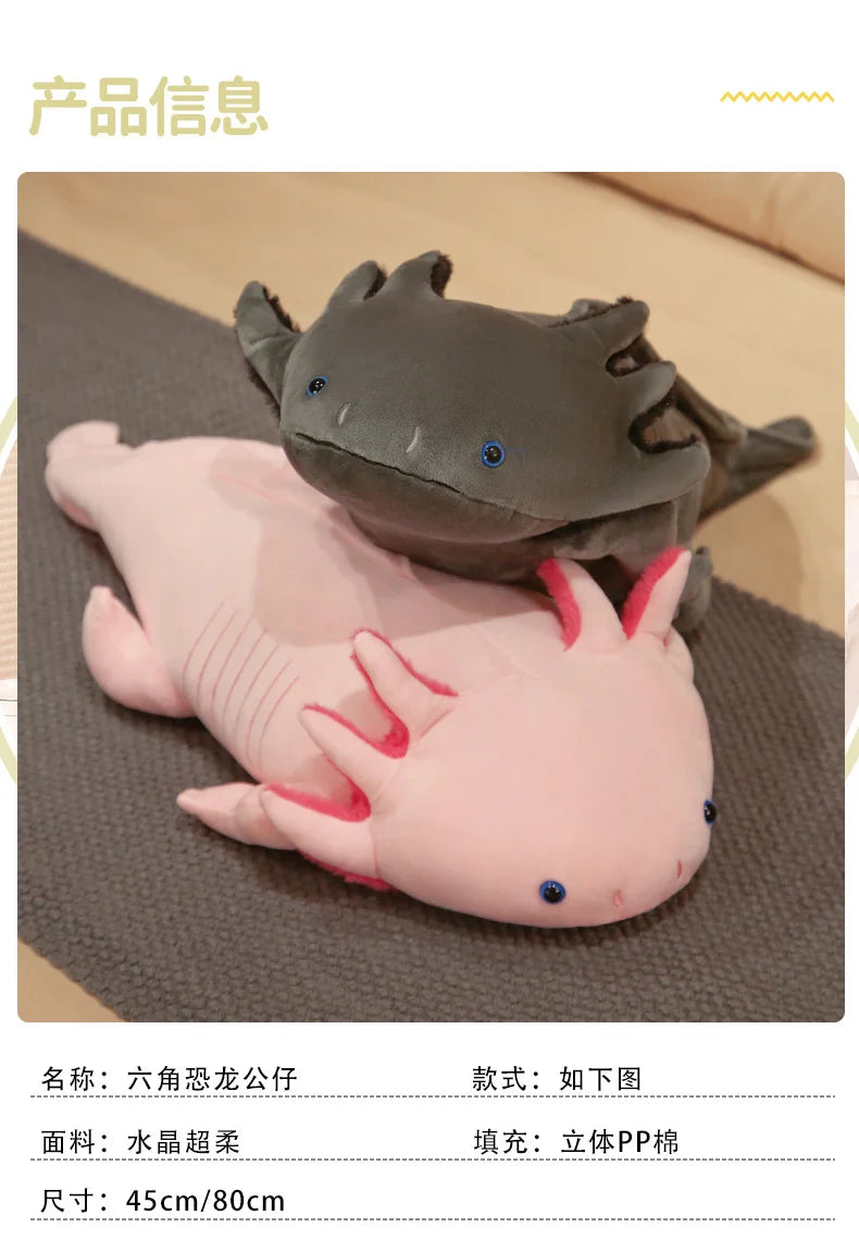 Kawaii Colorful Newt Plush Toy — 23-80cm Cute Axolotl Salamander Stuffed Animal, Fuzzy Long Pillow Cushion for Kids Gift