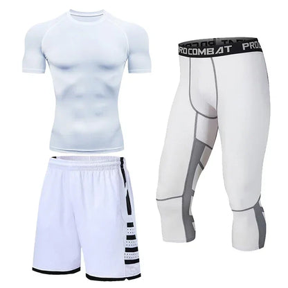 Men's Running Tracksuit Set - Compression Fitness Sportswear With Leggings, Gym Tights & Training Sweatpants