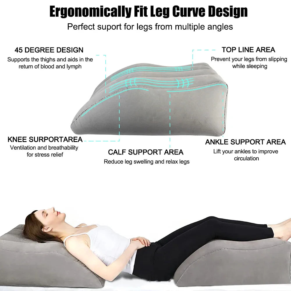 Inflatable Leg Wedge Pillow — Portable Knee Cushion for Travel, Camping & Sleeping, PVC Foot Elevation Pillow