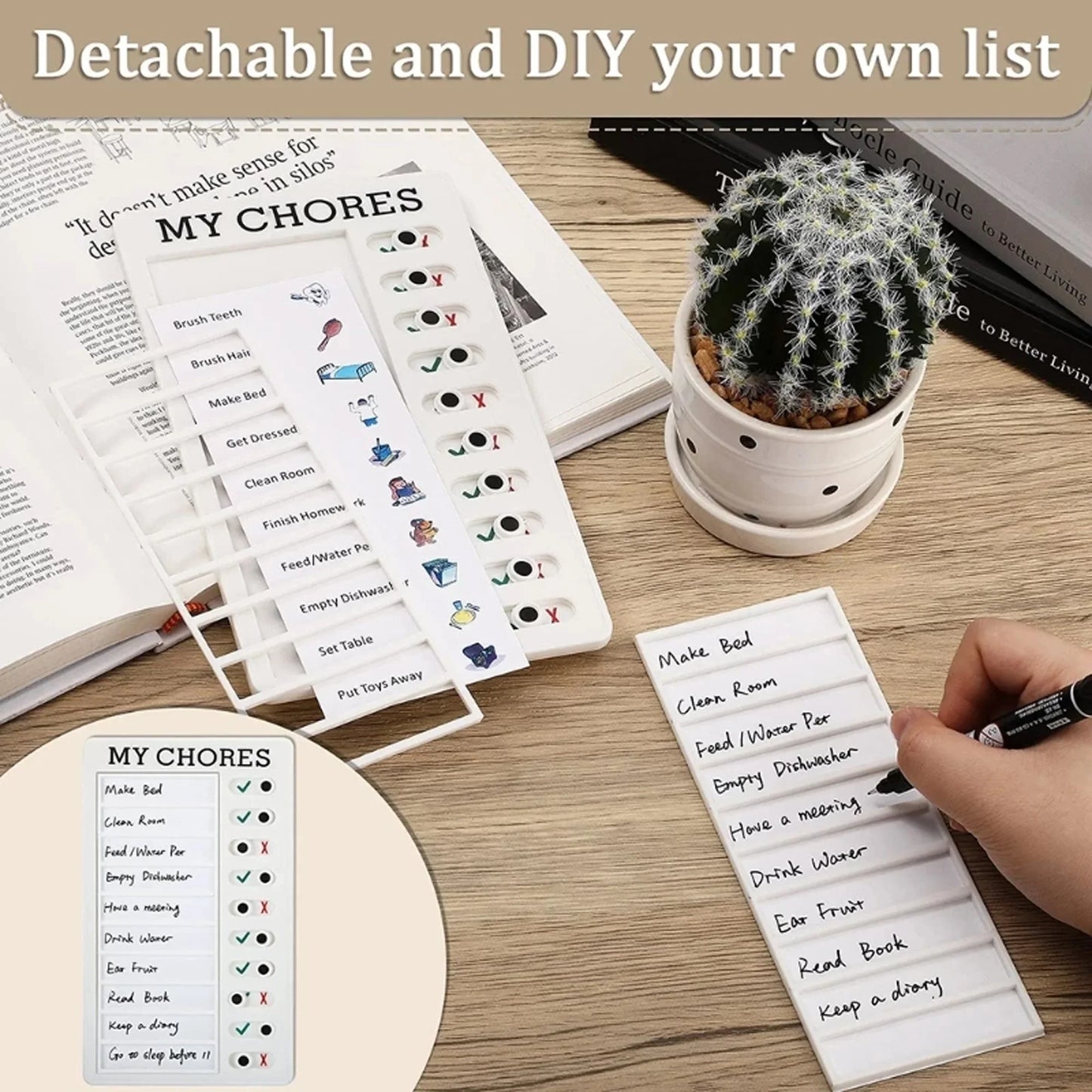 Reusable My Chores Checklist: Daily Planner Memo Board for Kids - Promote Responsibility & Self-Discipline with Chore Chart Behavior Card