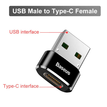 Baseus USB to Type-C OTG Adapter – USB-C Male to Micro USB Female Converter for MacBook, Samsung S20, USBC OTG Connector