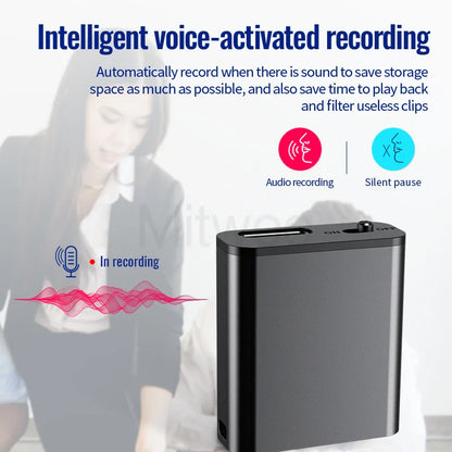 Mini Portable Voice Recorder – Intelligent Voice-Activated HD Audio Recorder with Noise Reduction, MP3 Player, Magnet & OTG