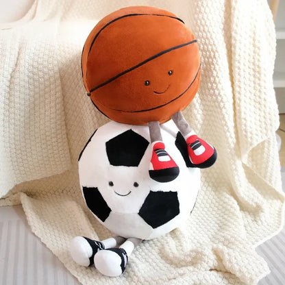CM Sports Plush Toy — Football & Basketball Dolls, Creative Pillow & Interactive Pet Ball for Dogs & Cats