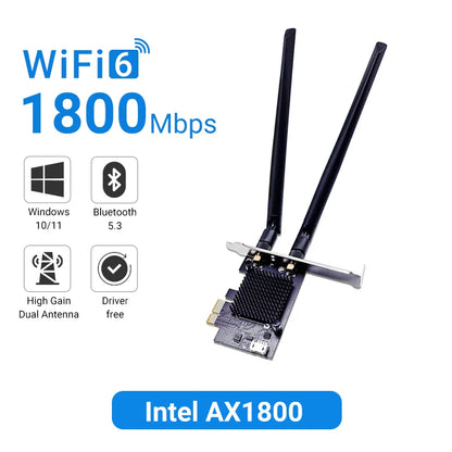 WALRAM WiFi 6 1800Mbps PCI Express Adapter – Dual Band 802.11AX/AC Wireless Network Card with BT 5.4 for Windows 10/11