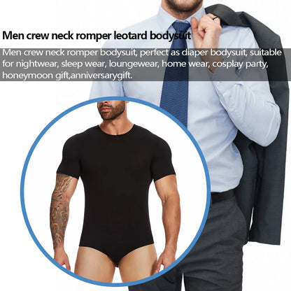 Men’s Short Sleeve Full-Body Shaper Bodysuit – Tummy Control Romper Pajamas, Waist Trainer Slimming Shapewear Undershirt