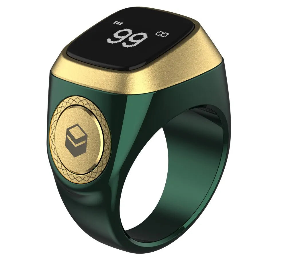 Iqibla Smart Tasbih Tally Counter - Digital Zikr Ring for Muslims, 5 Prayer Time Vibration Reminder, Waterproof
