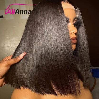 Glueless Short Bob Human Hair Wig – Ready to Wear Pre-Cut Transparent Lace Wig for Women