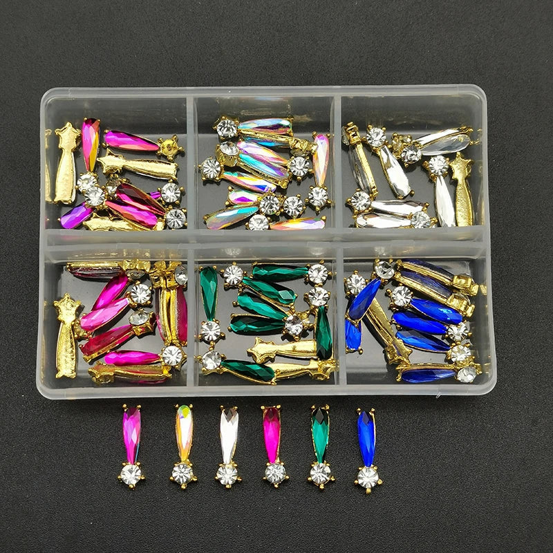 1Box 3D Nail Rhinestones - Heart/Planet Nail Charms Jewelry - Luxe Glass Diamond Crystal Nail Art Decoration Accessories