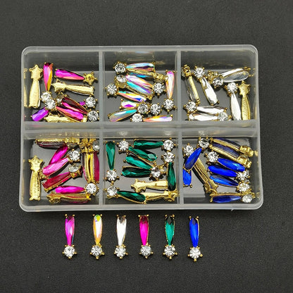 1Box 3D Nail Rhinestones - Heart/Planet Nail Charms Jewelry - Luxe Glass Diamond Crystal Nail Art Decoration Accessories
