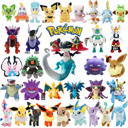 70 Styles Pokémon Plush Toys — Dragapult, Gengar, Pikachu, Eevee & Evolution Dolls Christmas Gift for Kids