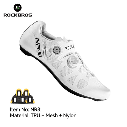 ROCKBROS Cycling Shoes - Professional Road Bike Self-Locking SPD Cleat Shoes with Knob Buckle Fastening