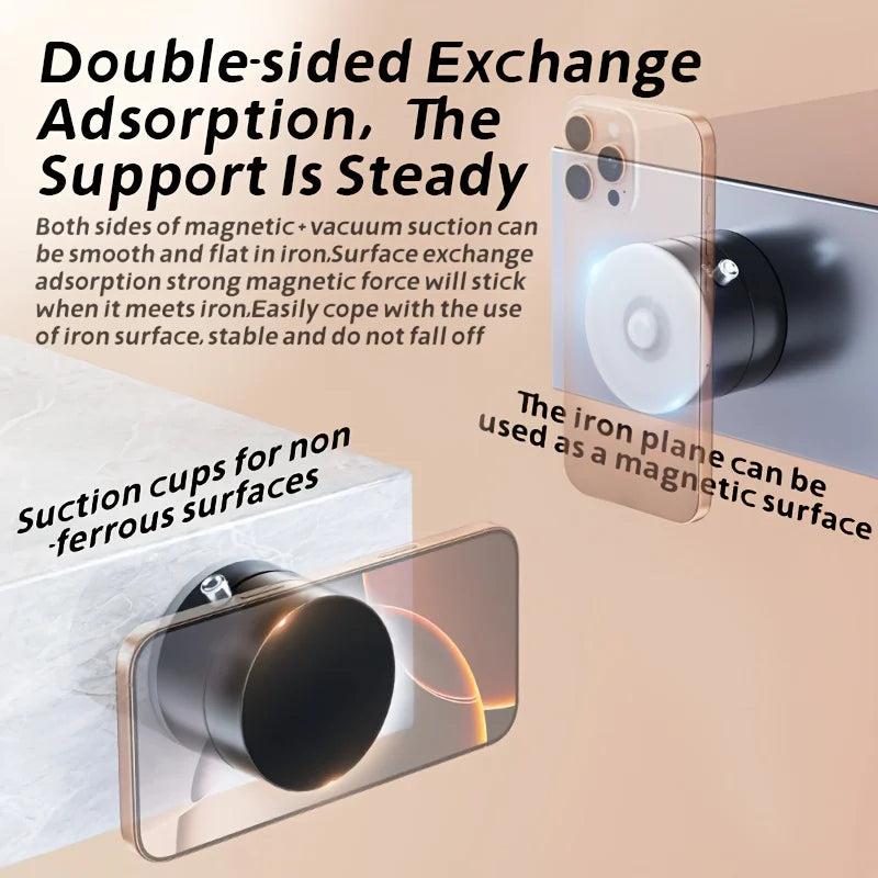 Vacuum Magnetic Folding Swivel Phone Stand – Double-Sided Suction Cup Holder, Universal Compatibility