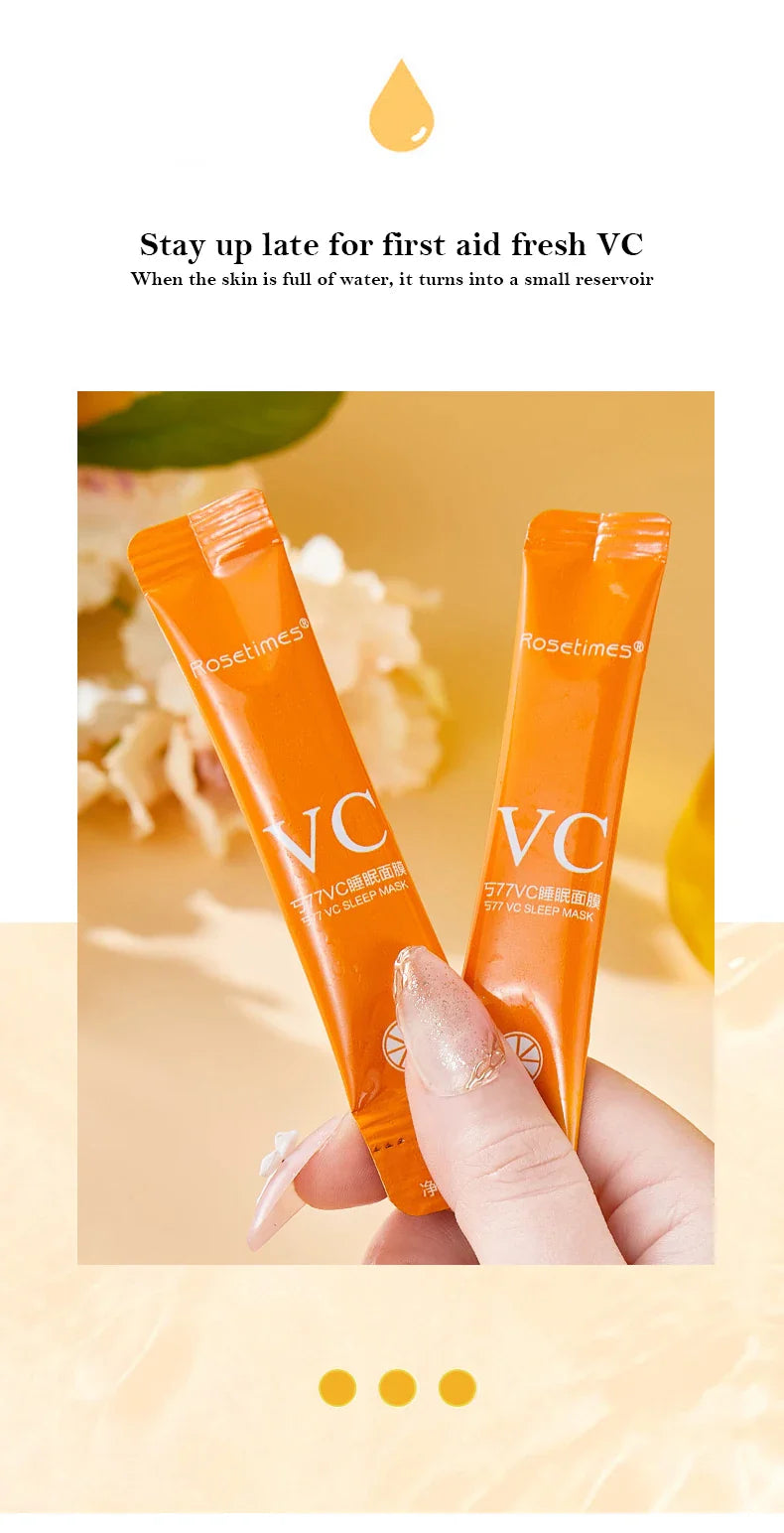 30pcs Vitamin C Sleeping Masks – Disposable Moisturizing, Firming, and Rejuvenating No-Wash Facial Mask for Skin Care