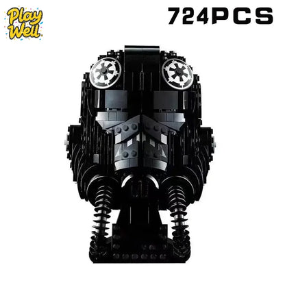 MOC Space Wars Helmet Building Blocks — Stormtrooper & Vader Fighter Model Bricks Toy, Birthday & Xmas Gift for Kids, Home Decor
