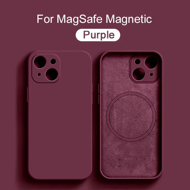 MagSafe Magnetic Silicone Case - Original Wireless Charging Cover for iPhone 15 14 13 12 11 Pro Max Mini X XR XS 8 Plus
