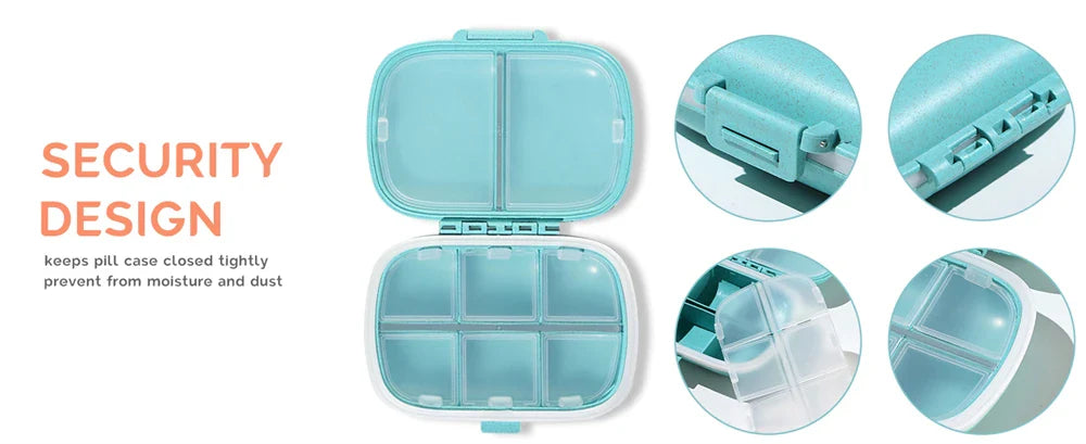 8-Compartment Travel Pill Organizer – Moisture-Proof Pill Case, Portable Medicine & Vitamin Holder for Purse