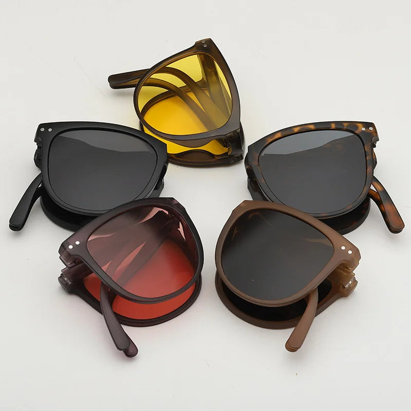 UV400 Polarized Folding Sunglasses – Anti-UV Oval Frame for Men & Women