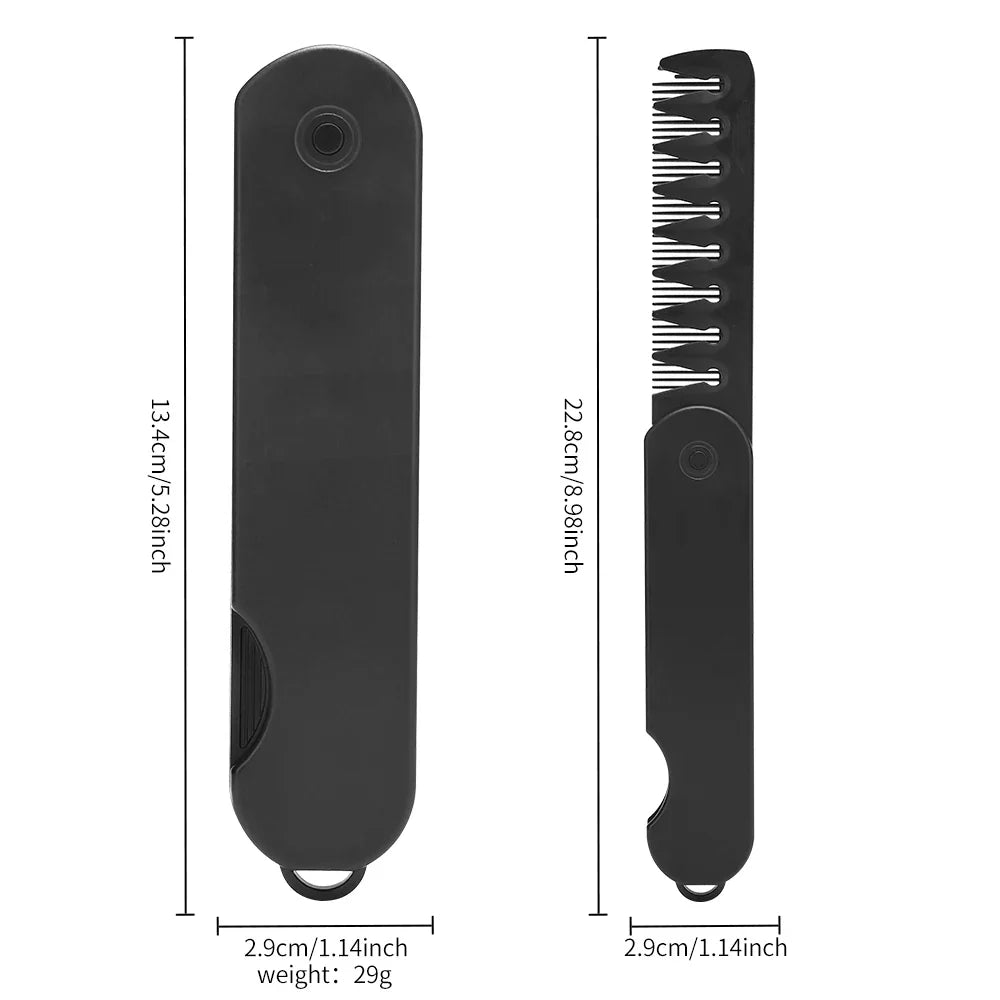 Multifunctional Folding Pocket Comb – Portable Wide Tooth Comb for Men’s Hair, Beard & Oil Head Styling